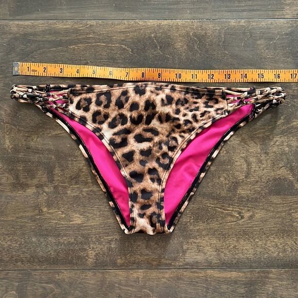 Guess bikini bottom cheetah low rise braided strappy sides - Picture 6 of 10